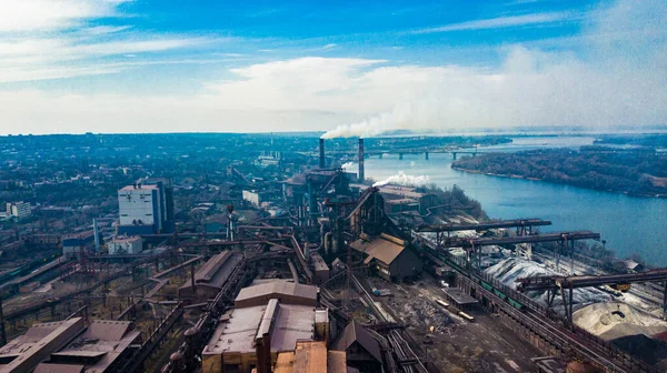 Impianto Produzione Metallurgica Fumo Ciclo Completo Tubi Cattiva Ecologia Fotografia — Foto Stock