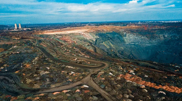 Aerial View Iron Ore Mining Panorama Open Cast Mine Extracting — Stock Photo, Image