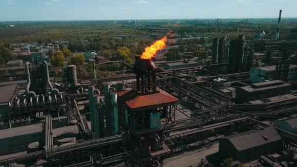 Impianto Metallurgico Metallurgia Acciaio Fumo Tubi Ecologia Video Aereo — Video Stock