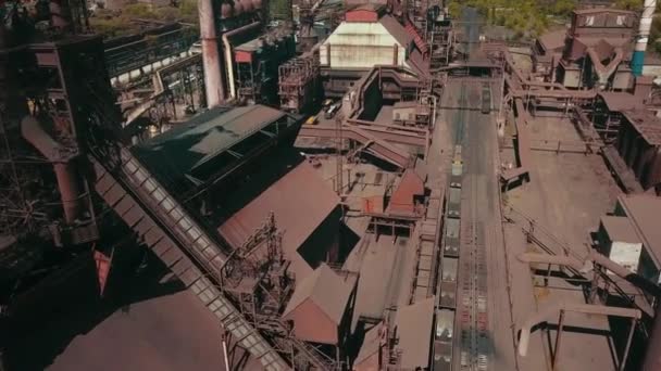Metallurgical Plant Steel Metallurgy Smoke Pipes Ecology Aerial Video — Stock Video