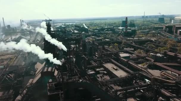 Usine Métallurgique Acier Métallurgie Fumée Des Tuyaux Écologie Vidéo Aérienne — Video