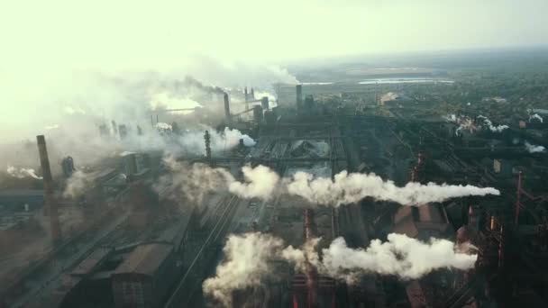 Промисловість Металургійний Завод Схід Сонця Погана Екологія Димохід Повітряний — стокове відео