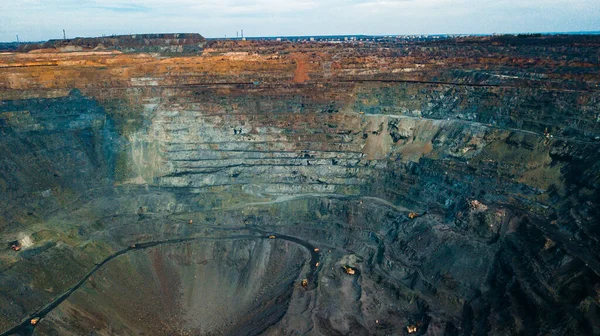 Вид Воздуха Добычу Железной Руды Панорама Карьера Добыче Железной Руды — стоковое фото