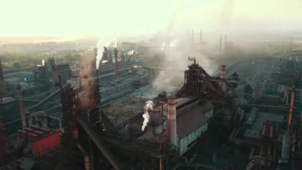 Industriproduktionsanläggning Metallurgiska Stål Antenn Video Rök Från Chad Rör — Stockvideo