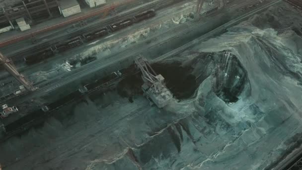 Industria Fabricación Excavadoras Carga Tren Vídeo Aéreo — Vídeo de stock