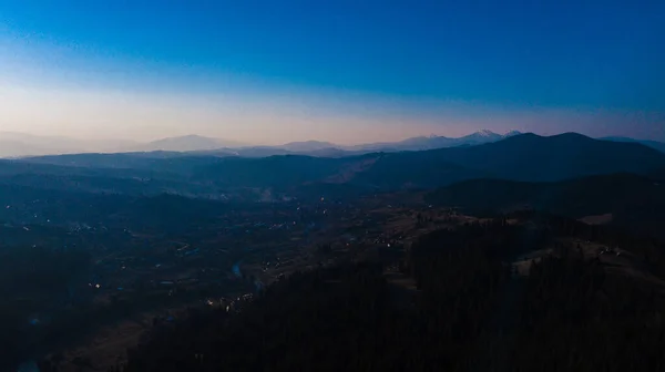 Carpathian Mountains Landscape Pine Forest Needles Aerial Photography — Stock Photo, Image