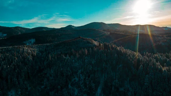 Карпатські Гори Зимове Гірське Пасмо Аерофотозйомки — стокове фото