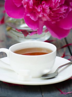 Sıcak çay ve Şakayık yaprakları kara günü