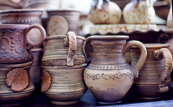 Ukrainian utensils made of clay — Stock Photo, Image