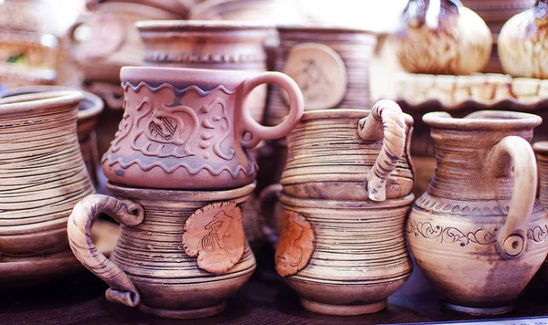 Ukrainian utensils made of clay — Stock Photo, Image