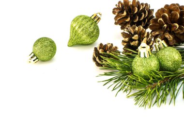 Noel oyuncaklar ve Noel ağacı dalı 