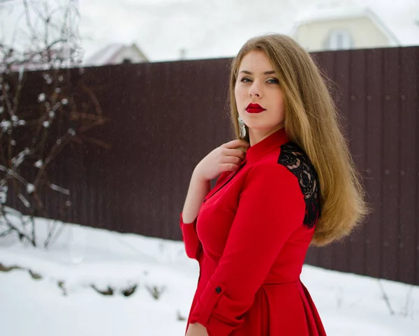 Joven chica sonriente en el invierno — Foto de Stock