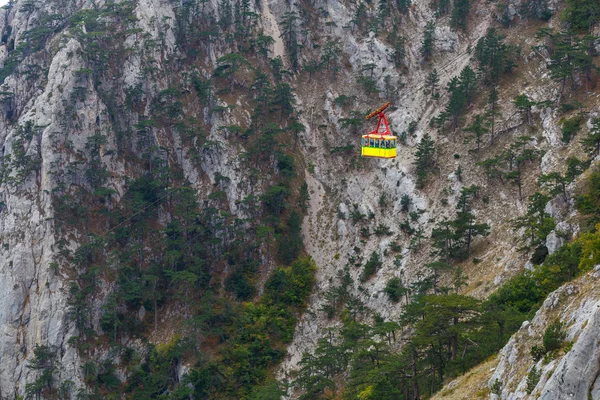 Cable car path to the mountains. descent from the mountain by funicular