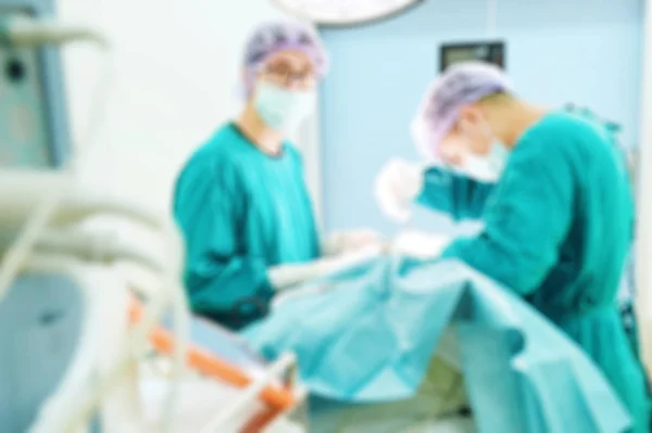 Размытие двух ветеринарных хирургов в операционной — стоковое фото
