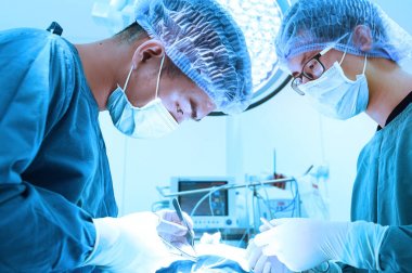 Ameliyathanede iki veteriner cerrah var.