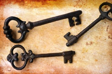 Eski kağıt üzerinde Vintage anahtar 