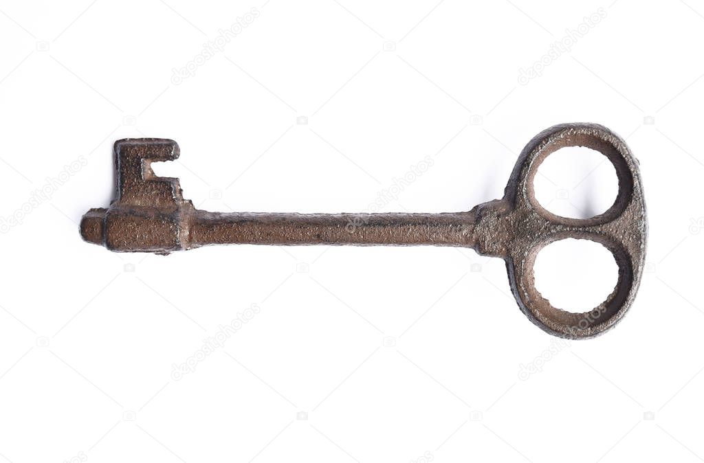 Vintage key isolated on white background