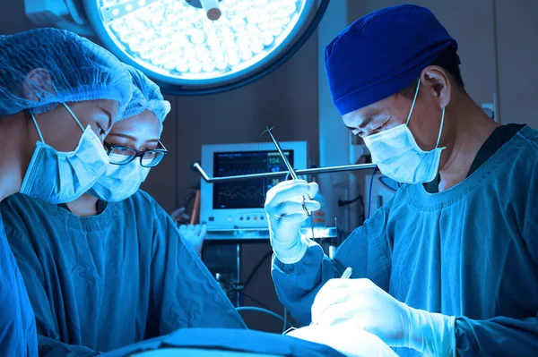 Groep van dierenarts chirurgie in operatie kamer — Stockfoto