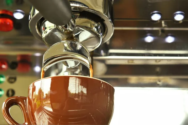 close up of coffee machine preparing
