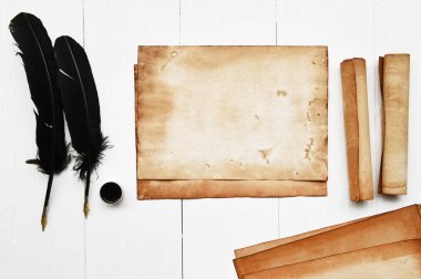 eski kağıt doku tüy ve mürekkep ile 