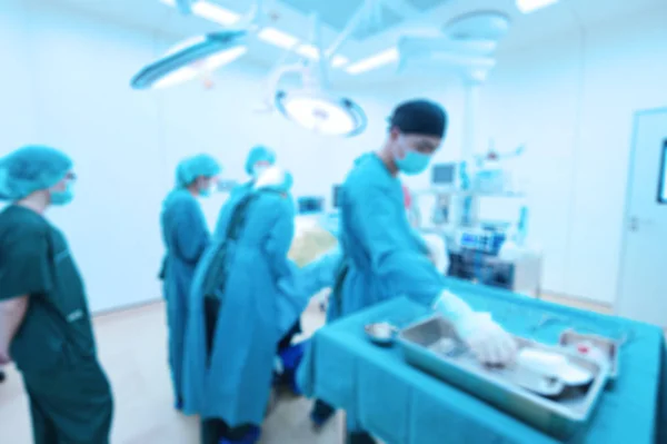Unschärfe Der Gruppe Von Tierärzten Operationssaal Mit Kunstbeleuchtung Und Blauem — Stockfoto