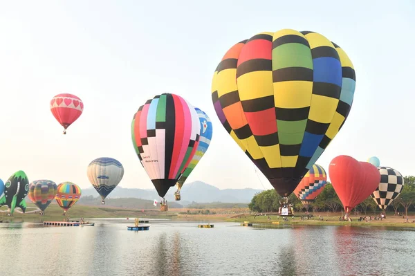 Chiang Rai Thajsko Únor 2018 Singha Park Mezinárodní Balloon Fiesta — Stock fotografie