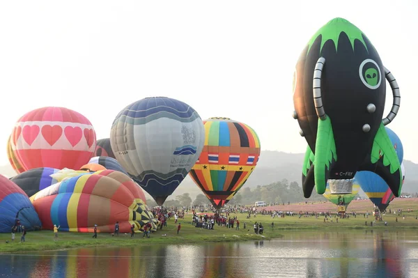 Chiang Rai Thailand February 2018 Singha Park International Balloon Fiesta — стоковое фото
