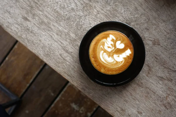 Egy Csésze Latte Art Kávé Háttér — Stock Fotó