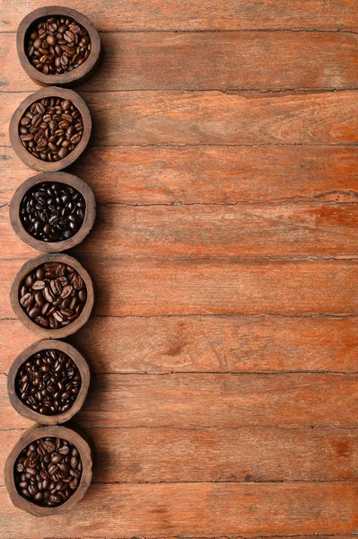 Close Coffee Beans Wooden Bowl — Stock Photo, Image