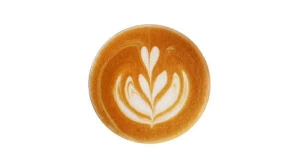 Une Tasse Café Latte Art Isolé Sur Fond Blanc — Photo