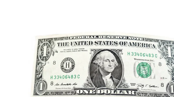 在白色背景上隔离的钞票的特写 — 图库照片