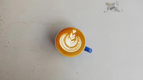 Een Kopje Latte Art Koffie Voor Achtergrond — Stockfoto