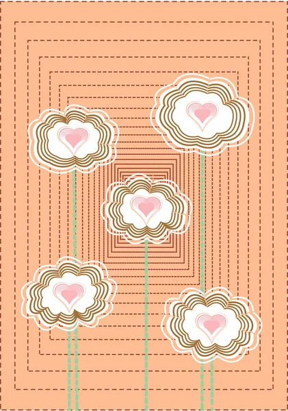 Carte Postale Avec Confessions Jour Saint Valentin Fleurs Rayures — Image vectorielle