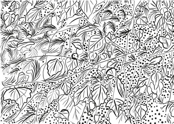 Leaves Branches Russian Birch Black White Abstract Background — 스톡 벡터