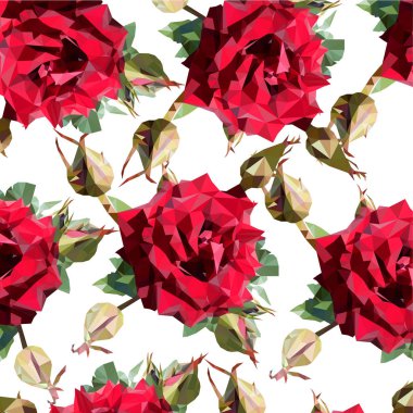 Gül çiçeği. Özgün arka planda düşük poli.