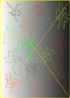 Mikroplar soyut karikatür, desen elementi