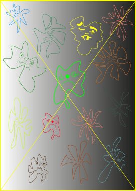 Mikroplar soyut karikatür, desen elementi