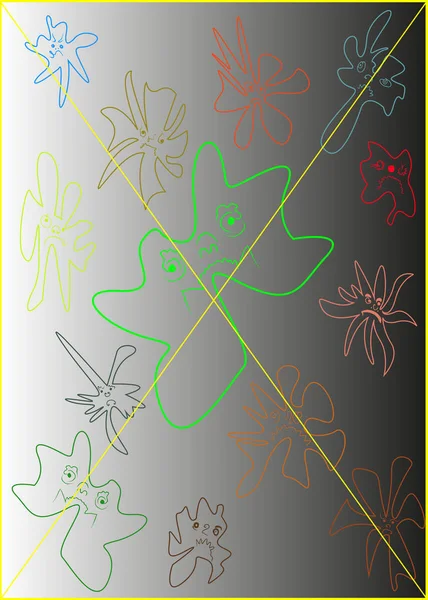 Мікроби Абстрактна Карикатура Елемент Візерунка — стоковий вектор