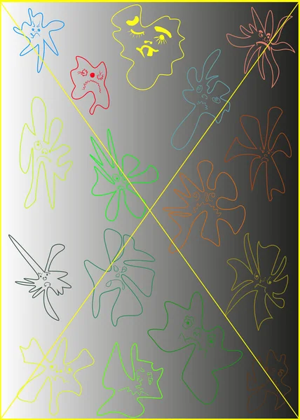 Мікроби Абстрактна Карикатура Елемент Візерунка — стоковий вектор