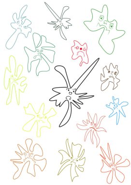 Mikroplar soyut karikatür, desen elementi