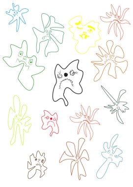 Mikroplar soyut karikatür, desen elementi