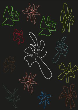 Mikroplar soyut karikatür, desen elementi