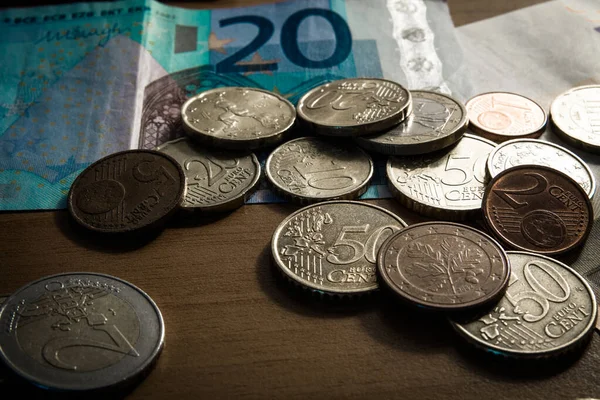 Billetes Monedas Euros Fondo Monetario — Foto de Stock