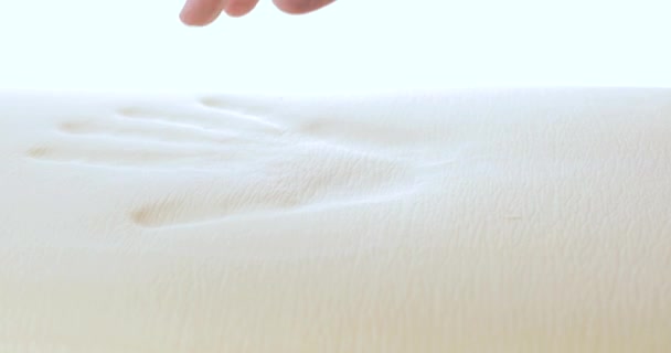 Hand Touching Testing Modern Memory Foam Bed Pillow — Stock Video