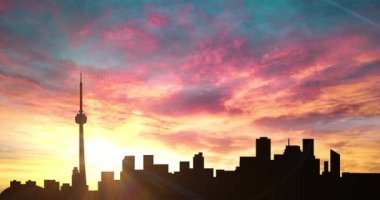 Toronto, Kanada 'ya inen bir uçağın silüeti