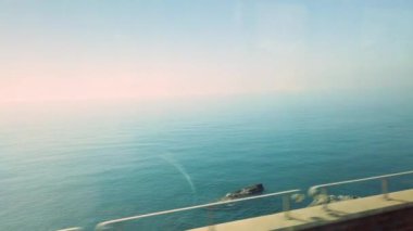 Liguria, İtalya 'daki Cinque Terre şehri. Yaz mevsiminde hava manzarası.