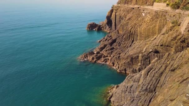 Cinque Terre City Liguria Italy Aerial View Summer Season — Stock Video