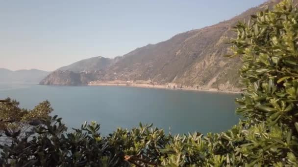 Cinque Terre Stad Ligurien Italien Flygfoto Sommarsäsongen — Stockvideo