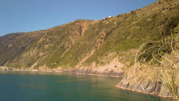 Cinque Terre Város Liguria Olaszország Légi Felvétel Nyári Szezonban — Stock videók