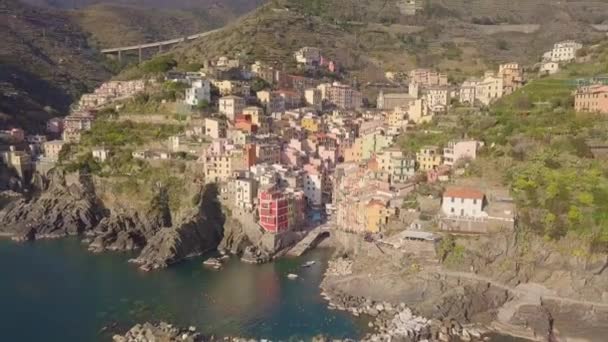 Cinque Terre Ville Ligurie Italie Vue Aérienne Saison Estivale — Video
